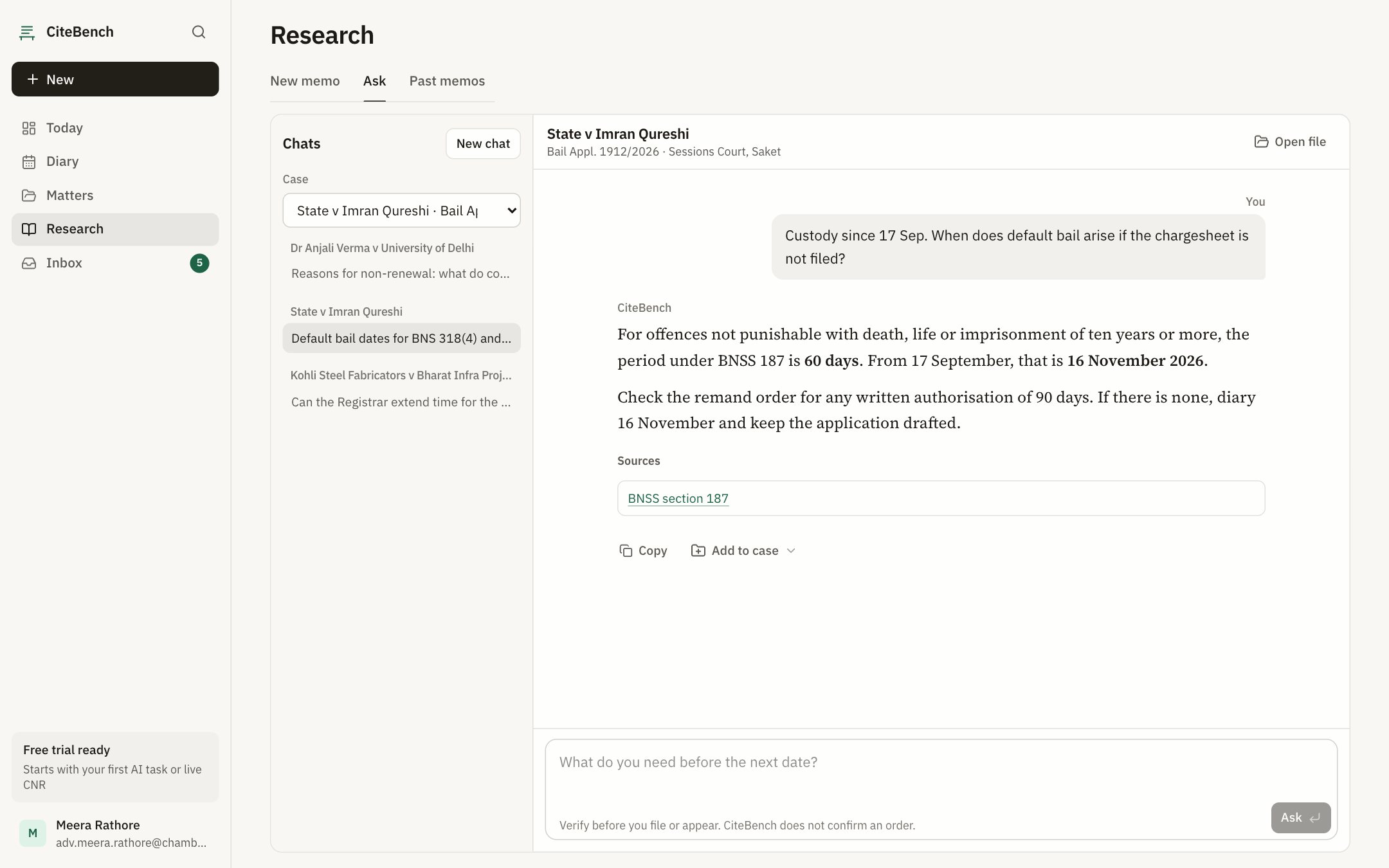 CiteBench chamber: Ask a quick question on the case