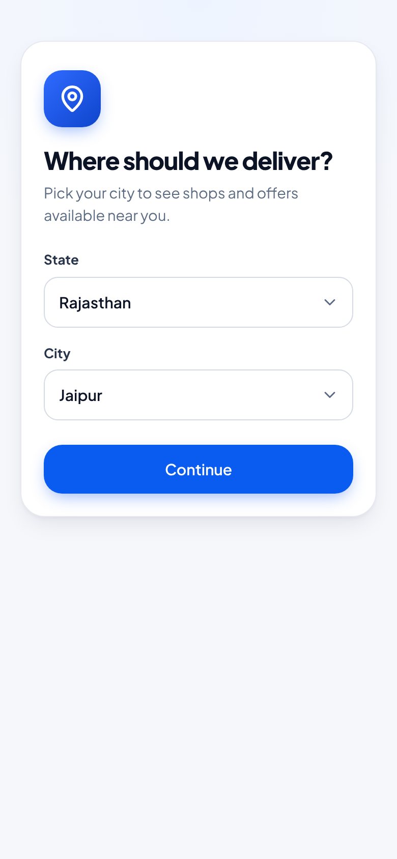 OrderEasy customer: Pick your city