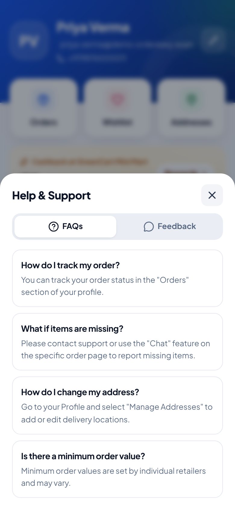 OrderEasy customer: Help that points back into the product