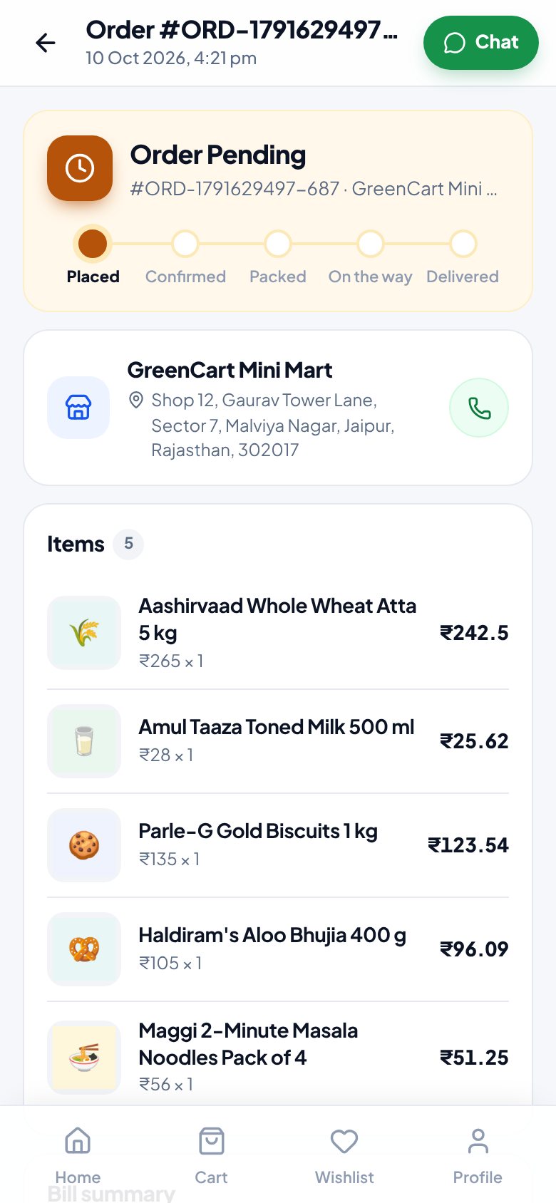 OrderEasy customer: Place the order